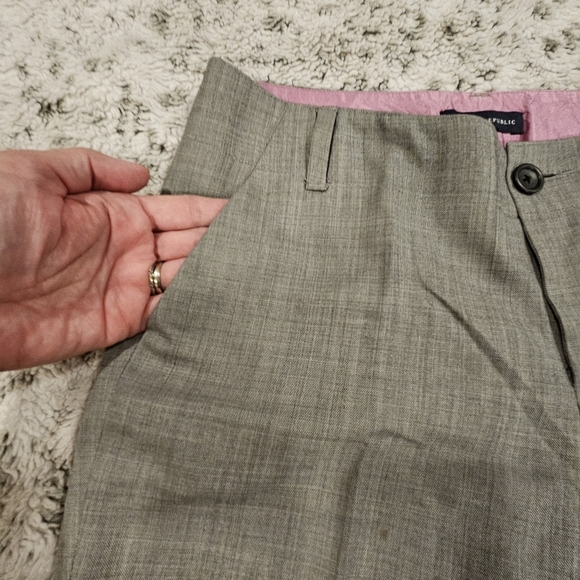 Banana Republic SZ 6 100% Wool Tan Flat Front Cuffed Lined Trouser - Picture 7 of 13